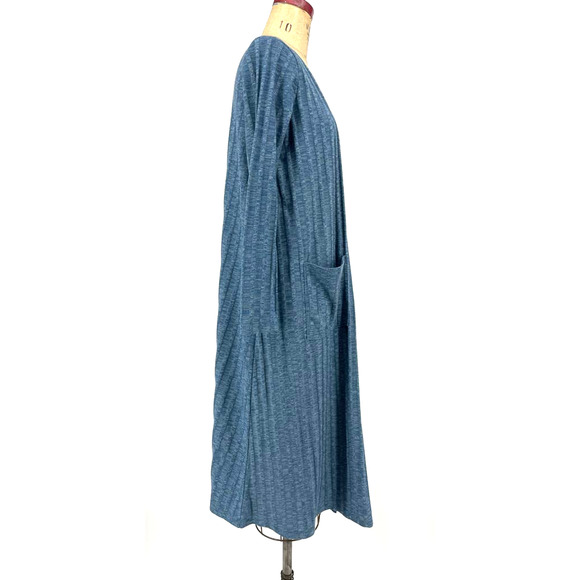 Lularoe Sarah Cardigan Duster Sweater Ribbed Blue Marl Knit M - Picture 3 of 9